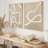 Abstract Line Beige Wall Art Canvas Painting