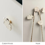 Natural White Turquoise Marble Handle & Hooks