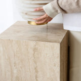 Beige Travertine Side Table