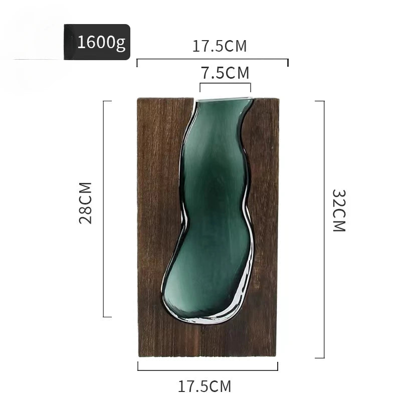 Jade Glass & Wooden Vase