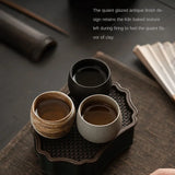 Japanese Style Handmade Stoneware Tea Cup & Bowl