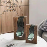 Jade Glass & Wooden Vase