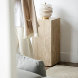 Beige Travertine Side Table